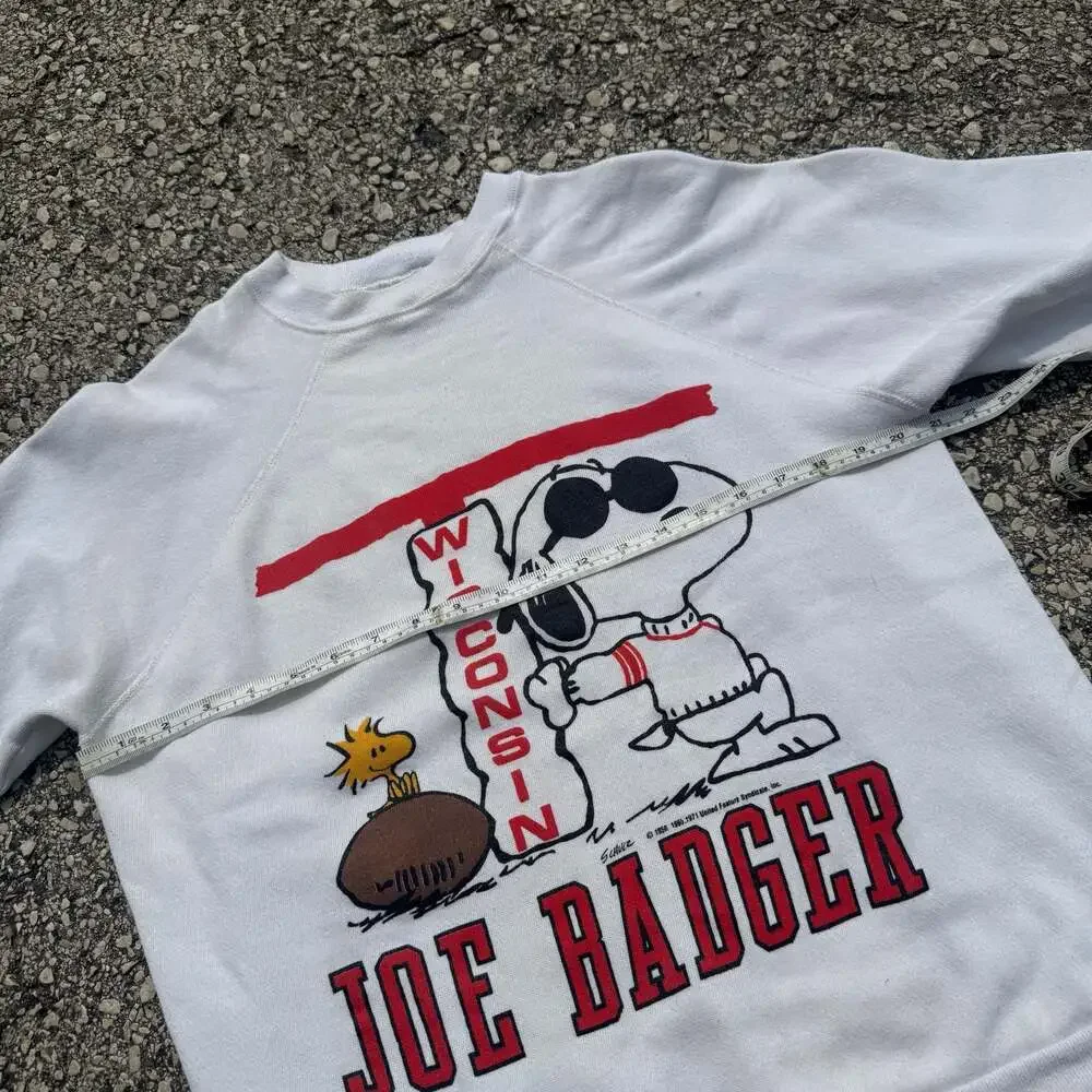 Vintage 1970s Artex Peanuts Wisconsin Joe Badger Snoopy Sweatshirt